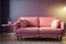 Monochrome pink color luxury sofa, single color. Upholstered furniture