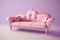 Monochrome pink color luxury sofa, single color. Upholstered furniture, baroque style.