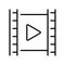Monochrome play video film strip icon vector player button start cinema multimedia movie industry