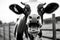 Monochrome Portrait of a Curious Cow, created by Generative AI