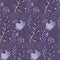 Monochrome purple doodle floral pattern