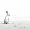 Monochrome Rabbit On Beach: High Resolution Illustration