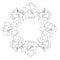 Monochrome rose wreath hand drawn ink scketch art design elements stock vector illustration