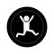 Monochrome round frame with pictogram man running