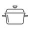 Monochrome saucepan icon line vector illustration. Simple contour cooking pot with lid and handles