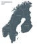 Monochrome Scandinavia map
