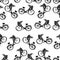 Monochrome seamless french pattern of bicycles with baskets