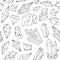 Monochrome seamless pattern with beautiful faceted gemstone