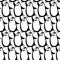Monochrome seamless pattern with cartoon penguins.Kids ba