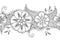 Monochrome seamless pattern floral border on white background