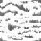 Monochrome seamless pattern with hand drawn silhouettes of forest coniferous and deciduous trees growing on hills or