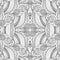 Monochrome Seamless Pattern with Mosaic Floral Motif