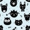 Monochrome seamless pattern in scandinavian style with cute doodle animals.