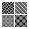 Monochrome seamless patterns set. abstract vector background.