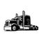 Monochrome semi truck vector image isolated, black anda white trucker image vector