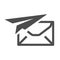 Monochrome sending letter icon arrow paper airplane vector illustration. Simple email message postal