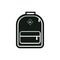 Monochrome silhouette of backpack icon. Stylized simplified symbol of rucksack. Knapsack. Schoolbag. Sack. Vector