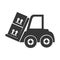 Monochrome silhouette with forklift truck with forks and boxes