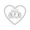 monochrome silhouette of heart and pictogram family