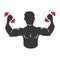 Monochrome silhouette muscular man lifting a dumbbells