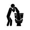 monochrome silhouette with person vomiting in the toilet