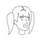 Monochrome silhouette of woman face with pigtails hairstyle