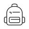 Monochrome simple backpack icon vector illustration. Linear outline knapsack pupil or active travel