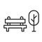 Monochrome simple city park area icon vector illustration urban forestpark zone with bench and tree