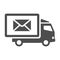 Monochrome simple mail truck delivery icon vector illustration. Postal courier transportation