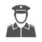 Monochrome simple police officer icon vector flat illustration. Portrait of policeman in uniform