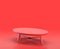 Monochrome single color red 3d Icon, a single coffee table in red background,single color, 3d rendering