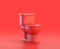 Monochrome single color red 3d Icon, a  toilet closet in red background,single color, 3d rendering