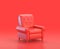 Monochrome single red  color lounge chair in red background,single color, 3d Icon, 3d rendering