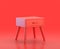 Monochrome single red  color nightstand in red background,single color, 3d Icon, 3d rendering