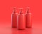 Monochrome single red  color soap dispenser in red background,single color, 3d Icon, 3d rendering