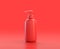 Monochrome single red  color soap dispenser in red background,single color, 3d Icon, 3d rendering