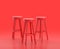 Monochrome single red  color tall stool in red background,single color, 3d Icon, 3d rendering