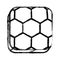 monochrome sketch of square button with soccer shape ball