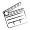 monochrome sketch sticker with clapperboard cinema