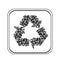 Monochrome square with recycling symbol with leaves