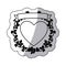 Monochrome sticker with heart and ribbon with creeper