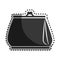 Monochrome sticker woman purse icon design