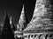 Monochrome stone turret detail of the Fisherman`s Bastion in Budapest