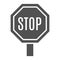 Monochrome stop sign icon vector illustration. Traffic regulation warning. No movement for driver