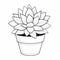 Monochrome Succulent Plant Coloring Page