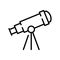 Monochrome telescope simple icon observation discovery astronomical equipment optical device