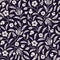 Monochrome Traditional Chintz Floral Vector Seamless Pattern. Black and White Classic Background