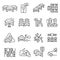 Monochrome traffic jam line icon set vector illustration automobile crash, freeway daily driving