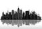 Monochrome Vector Cityscape With Skyscrapers Isolated On A White Backgroun