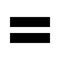 Monochrome vector graphic of an equals sign. This could be used in the teaching of maths at primary or secondary level